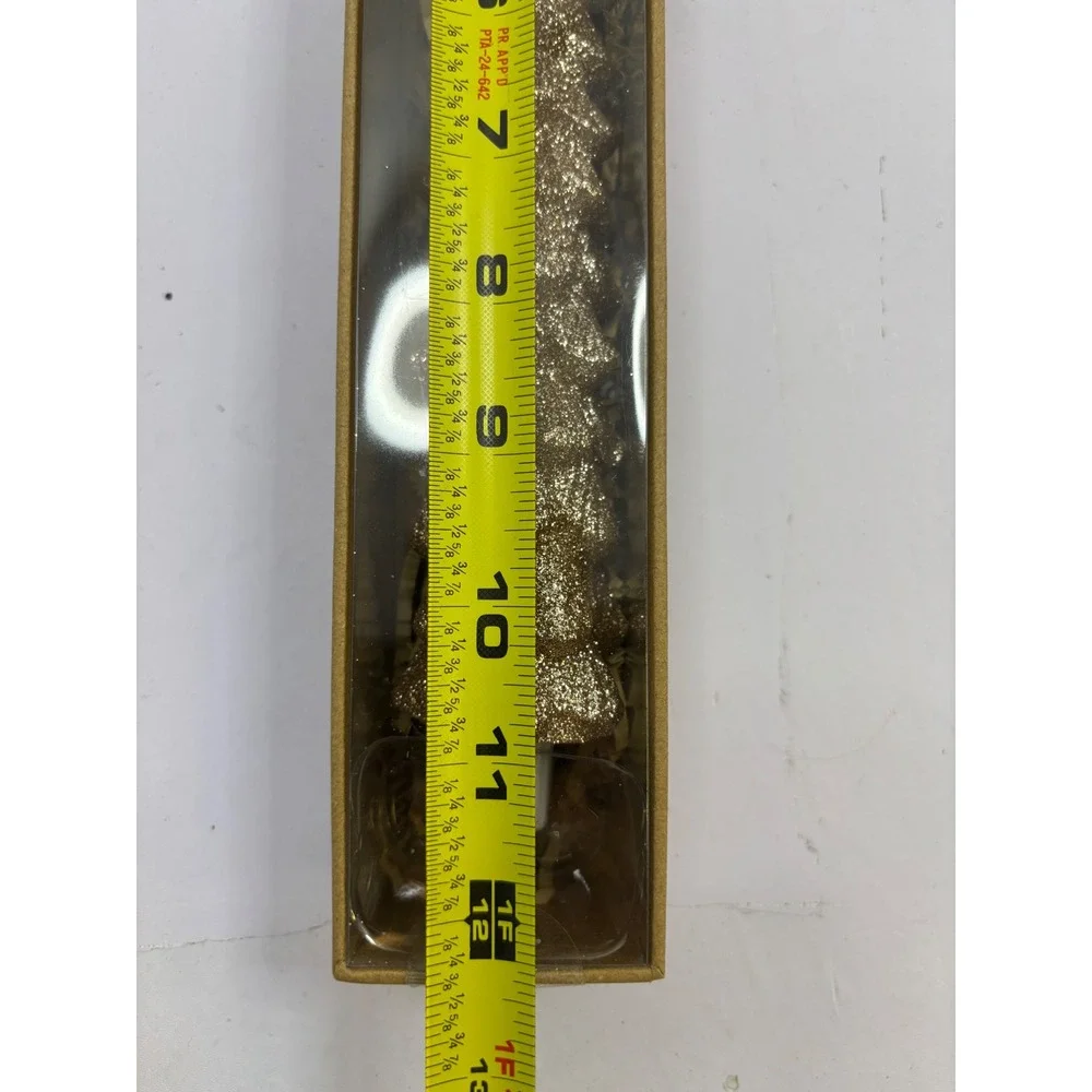 Pottery Barn Flameless Tree Taper Gold Glitter LED Candle 11.4 Inch Timer NEW